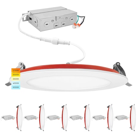 Luxrite 6 Inch LED Fire Rated Recessed Lights 5CCT 2700K-11000K 15W 1100LM Dimmable 2 Hour Fire Rated, 6PK LR23485-6PK